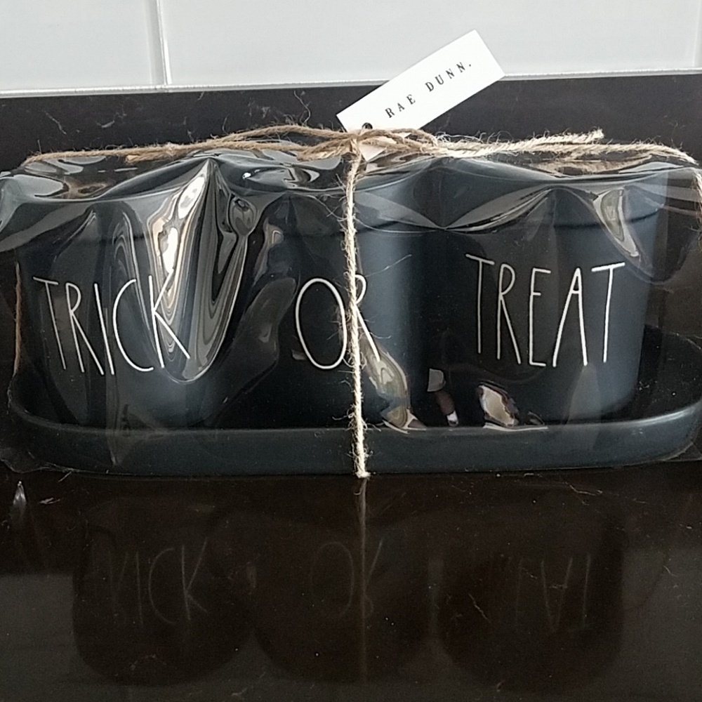 Rae Dunn trick or treat set.